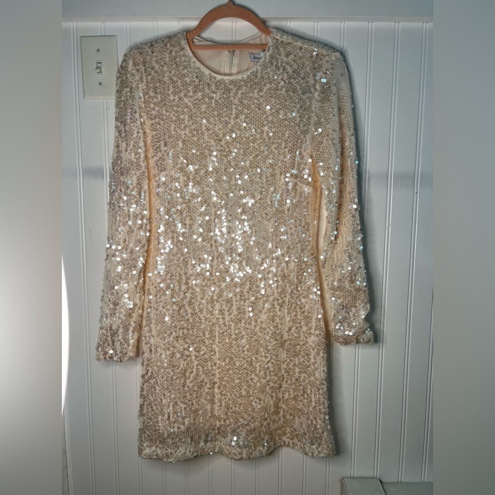 Gianni Bin Ruby Sequin Long Sleeve Round Neck Mini Dress Size Small Nwt